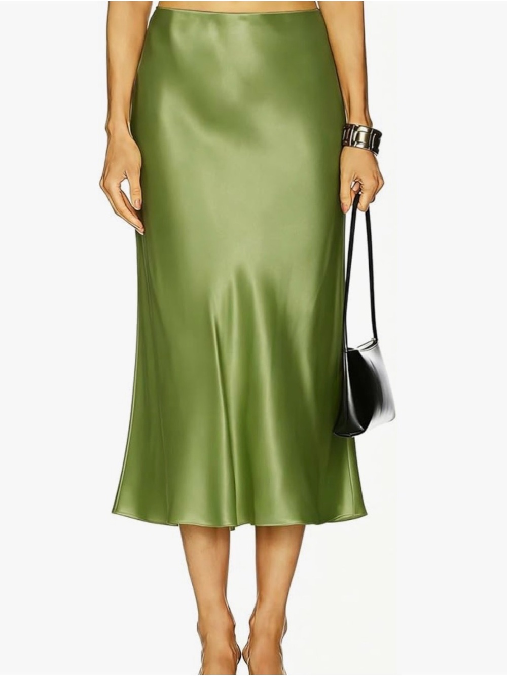 Green Apple Midi Satin Skirt
